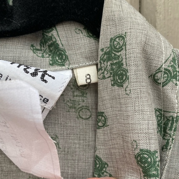 Grey Motorcycle Novelty Print Button Down Peter Pan Collar Mary West, France - Picture 8 of 10